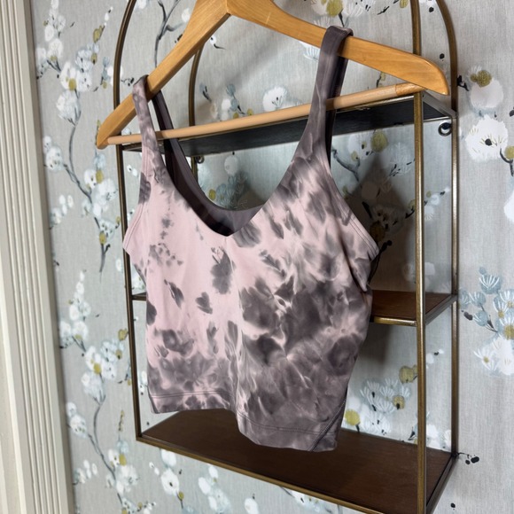 Lululemon Align Tank Top Diamond Dye Graphite Grey Pink Bliss Size 6 Yoga Crop - Picture 2 of 5